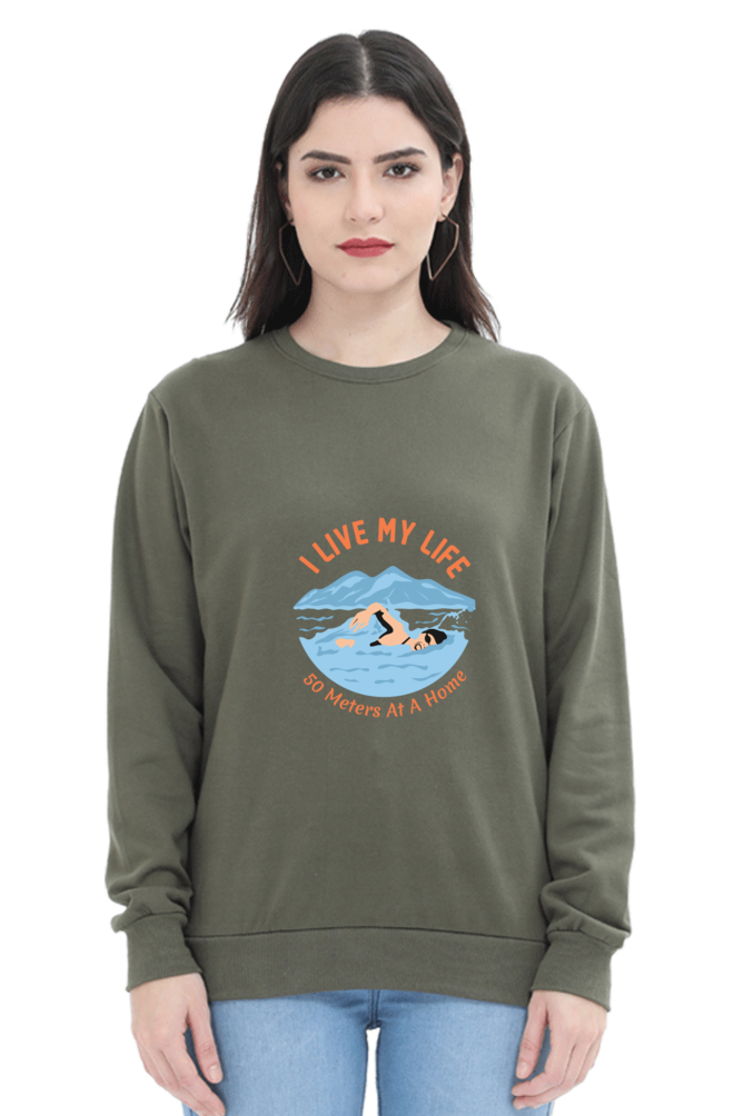 Women Swimming Sweatshirt - My Life