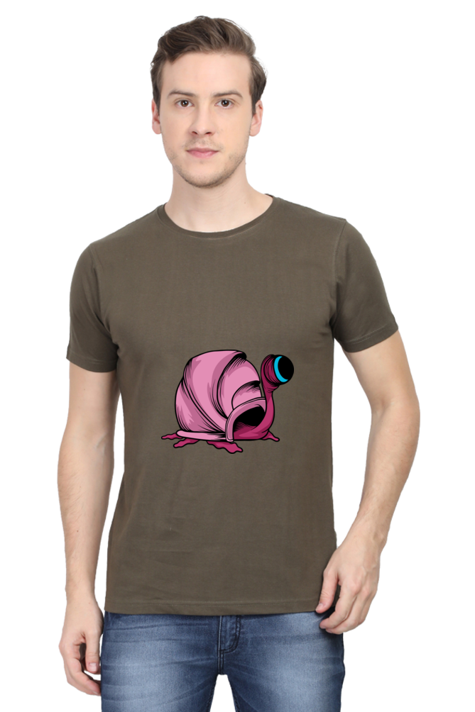 Men's Animal's & Monster's Cotton Round Neck T-Shirt - monster snail