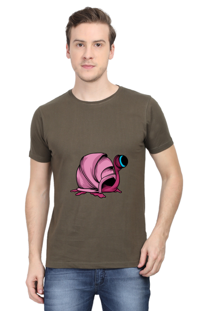 Men's Animal's & Monster's Cotton Round Neck T-Shirt - monster snail
