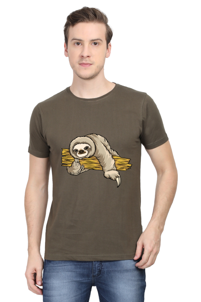 Men's Round Neck Sloth T-Shirt - Cuddle