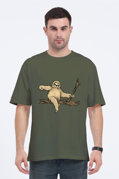 Men Sloth Oversized Classic T Shirt  - wood ride