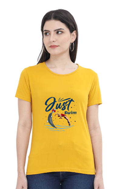 Women  Swimming Half Sleeve T-Shirt - Just Swim