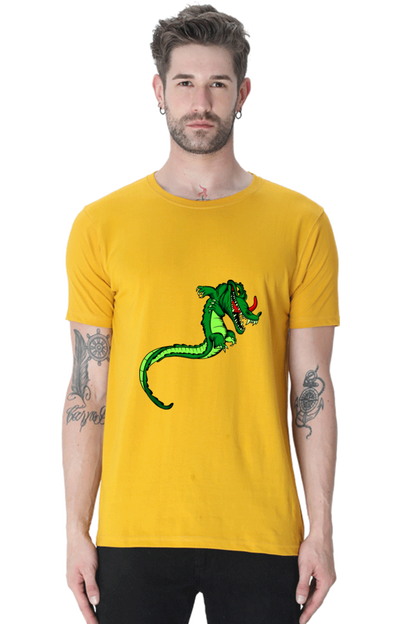 Men's Animal's & Monster's Cotton Round Neck T-Shirt - dragon