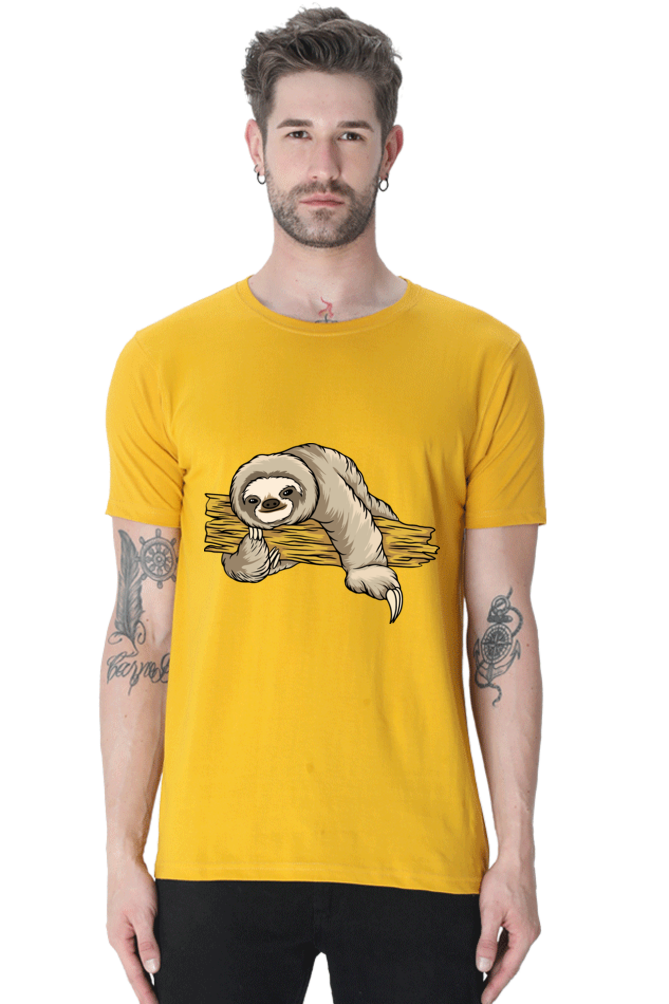 Men's Round Neck Sloth T-Shirt - Cuddle