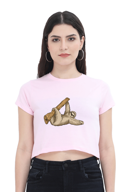 Women Sloth Crop Top - say Hi !