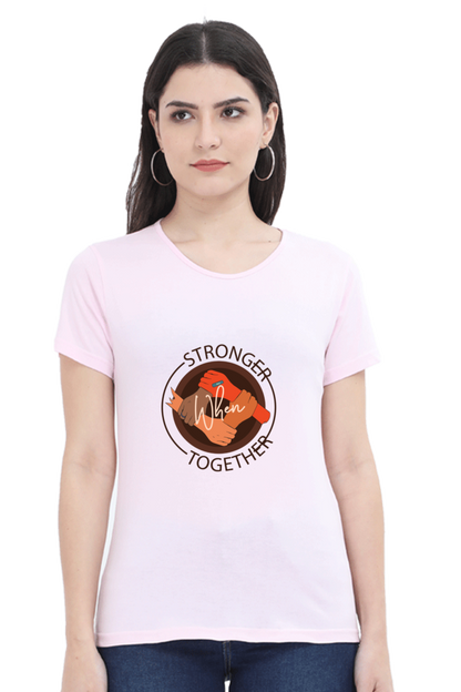 Women’s Round Neck Printed Motivational T-Shirts -  Stronger