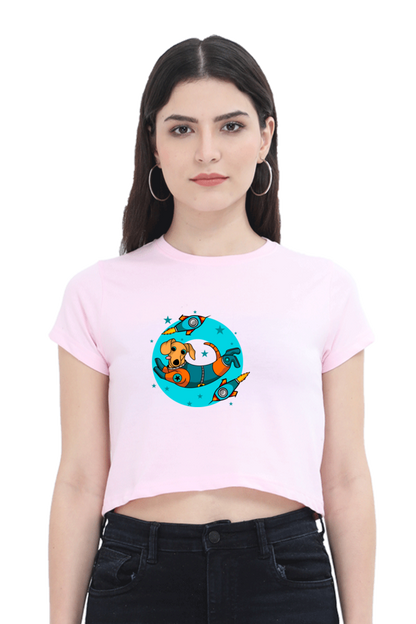 Women Animal's & Monster's  Crop Top -  tweaking dog