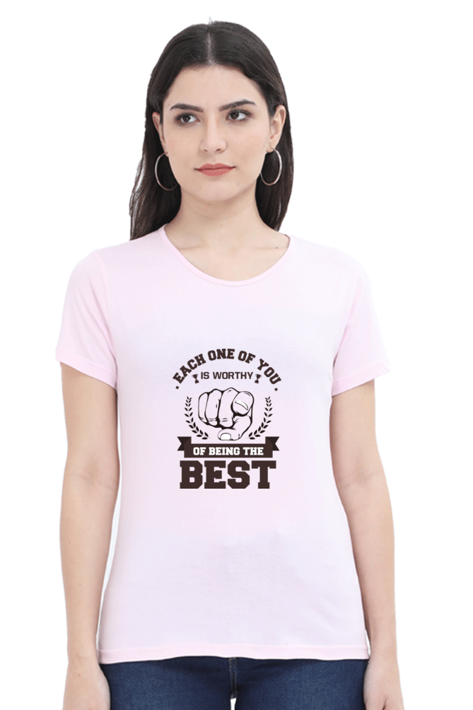 Women’s Round Neck Printed Motivational T-Shirts -  Worthy