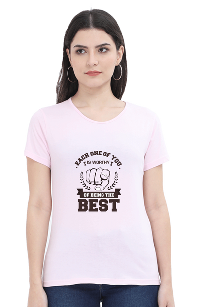 Women’s Round Neck Printed Motivational T-Shirts -  Worthy