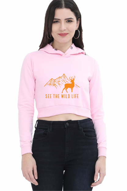 Women Adventure Crop Hoodies - wildlife