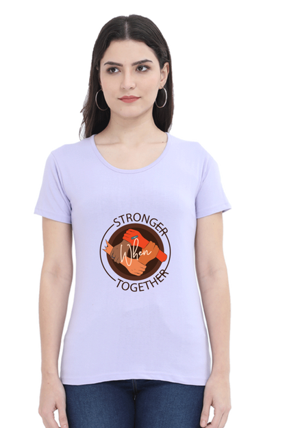 Women’s Round Neck Printed Motivational T-Shirts -  Stronger
