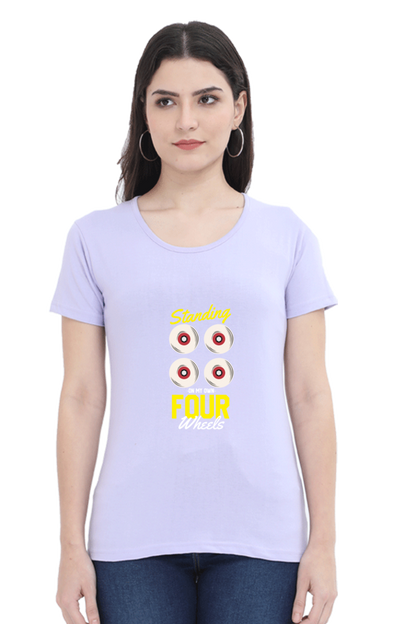 Women  Skateboard Half Sleeve T-Shirt - Four Wheels