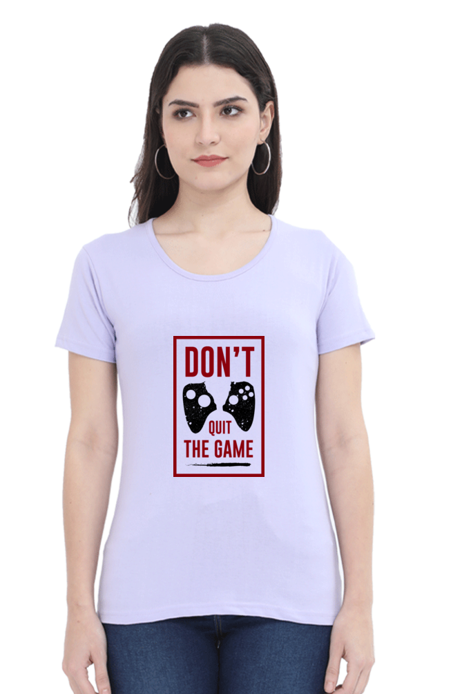 Women’s Round Neck Printed Gamer T-Shirts -  Quit