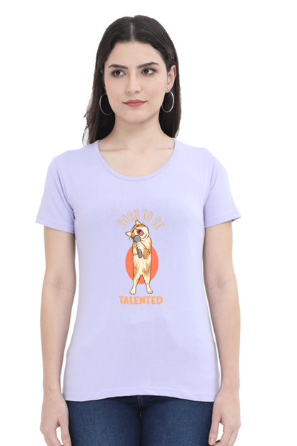 Women’s Round Neck Printed Funny & Queen SVG T-Shirts -  talented