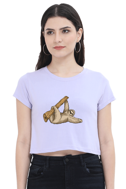 Women Sloth Crop Top - say Hi !
