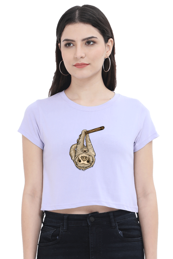 Women Sloth Crop Top - Parent cuddle