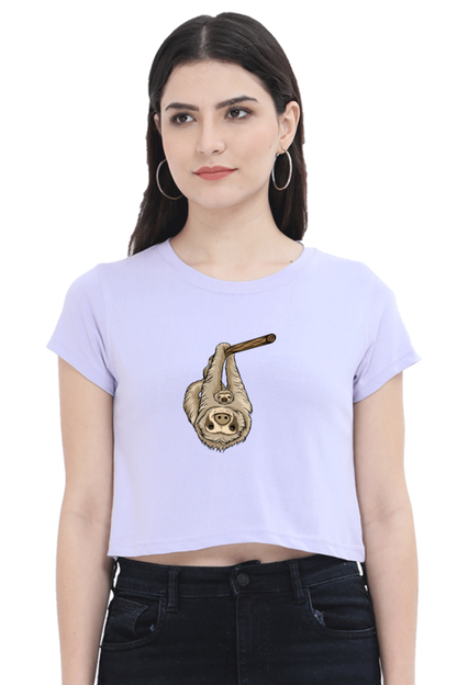 Women Sloth Crop Top - Parent cuddle