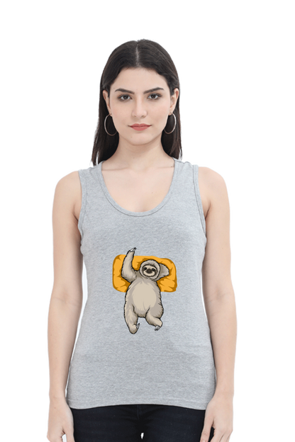 Women Sloth Tank Top - sleepy wave