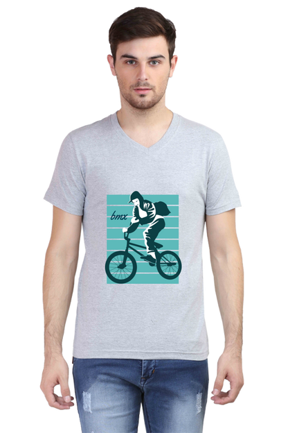 Men's BMX V Neck T-Shirt - bagpack
