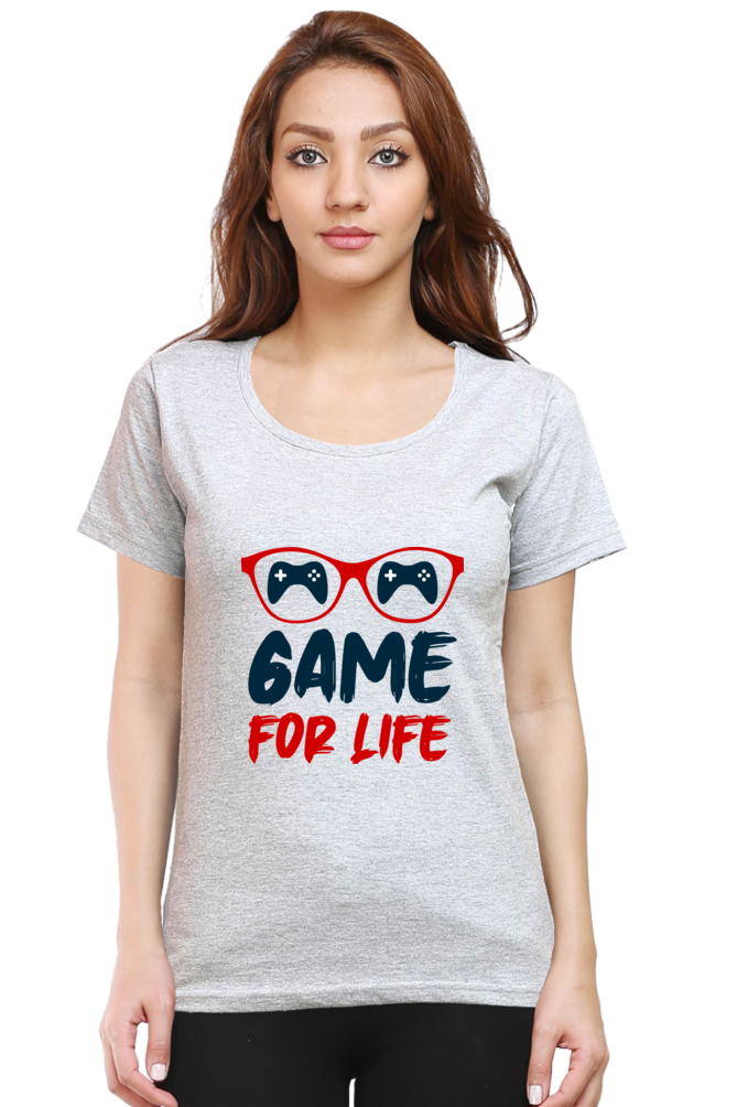 Women’s Round Neck Printed Gamer T-Shirts -  Life