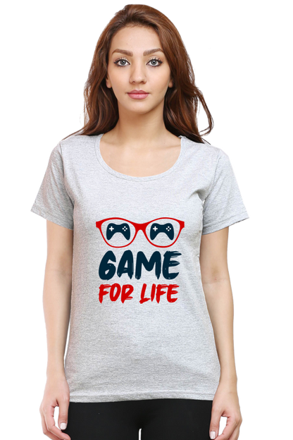 Women’s Round Neck Printed Gamer T-Shirts -  Life