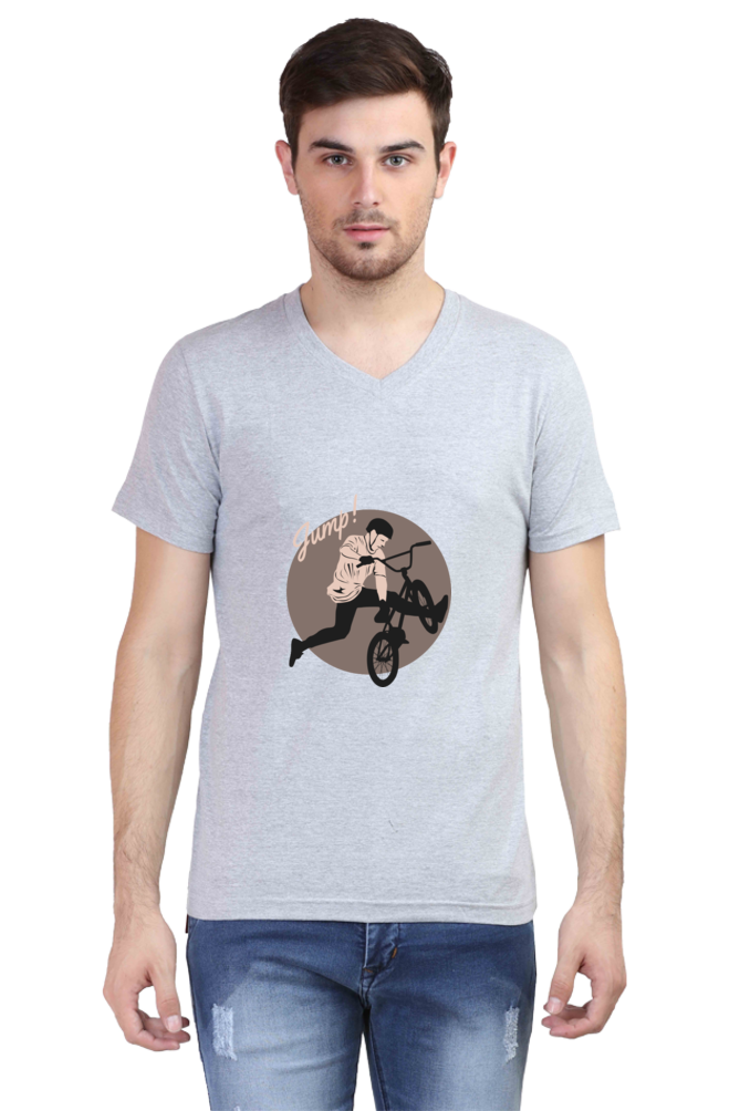 Men's BMX V Neck T-Shirt - jump