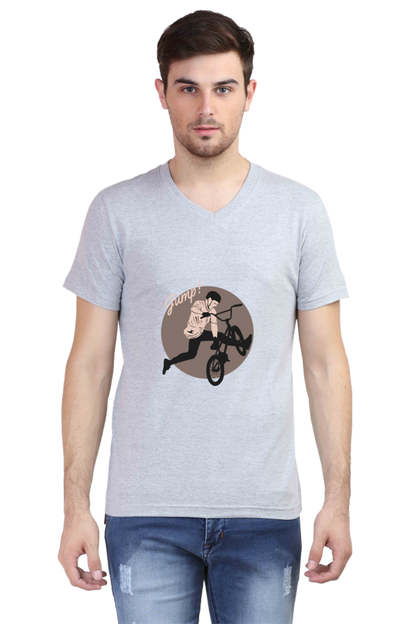 Men's BMX V Neck T-Shirt - jump