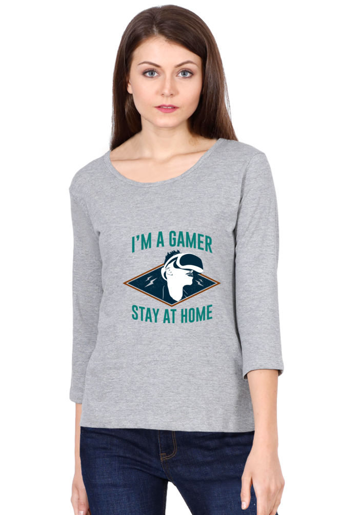 Women’s Full Sleeves Gamer T-Shirts - Stay Home