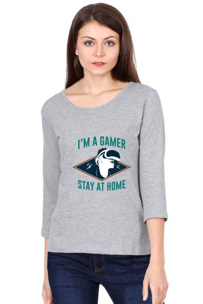 Women’s Full Sleeves Gamer T-Shirts - Stay Home