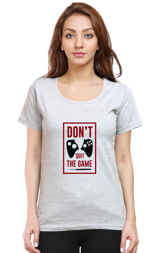 Women’s Round Neck Printed Gamer T-Shirts -  Quit