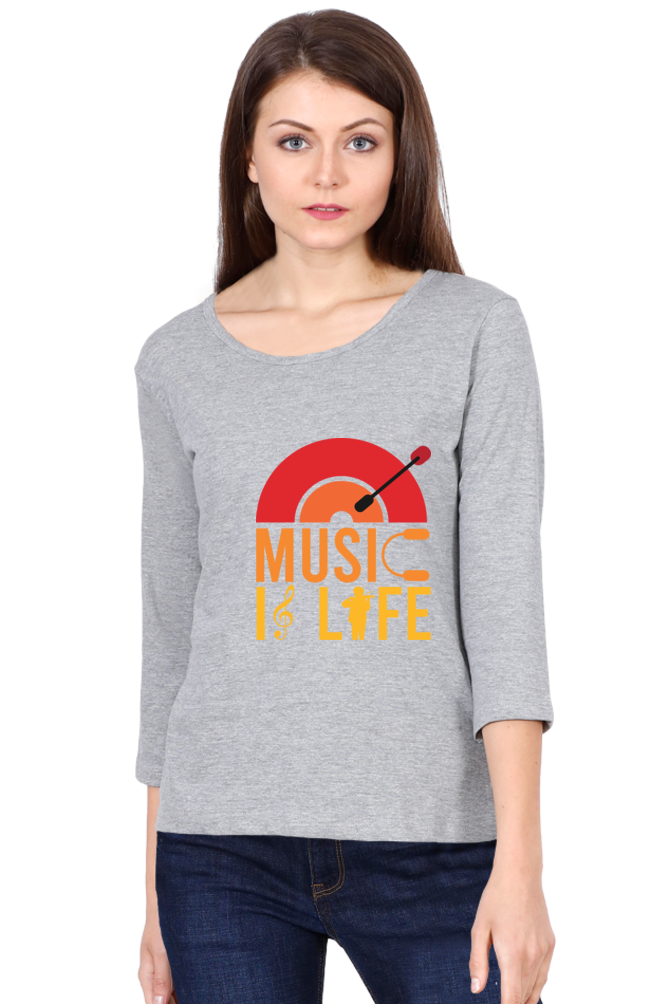 Women  Music Full Sleeve T-Shirt -  Life