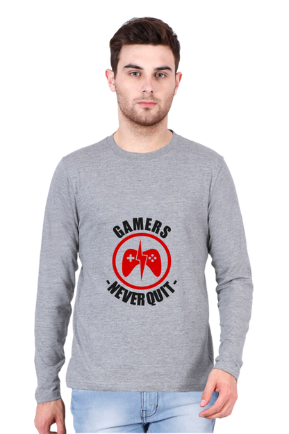 Men’s  Gamer Full Sleeve - T Shirt - Never Quit