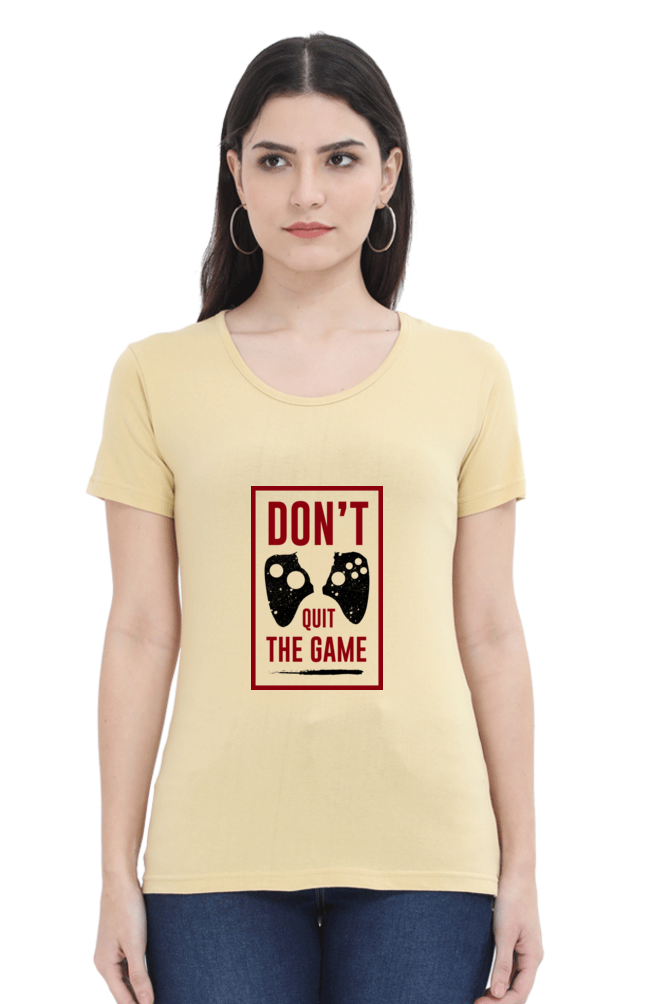 Women’s Round Neck Printed Gamer T-Shirts -  Quit