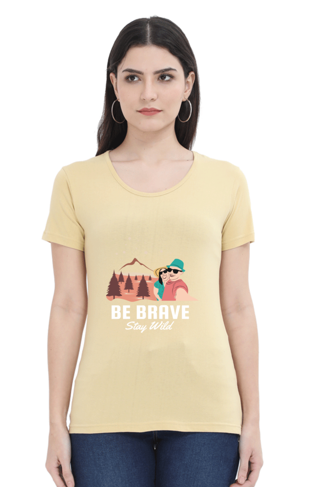 Women’s Round Neck Printed Adventure T-Shirts -  stay wild