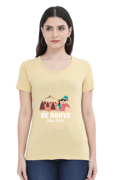 Women’s Round Neck Printed Adventure T-Shirts -  stay wild