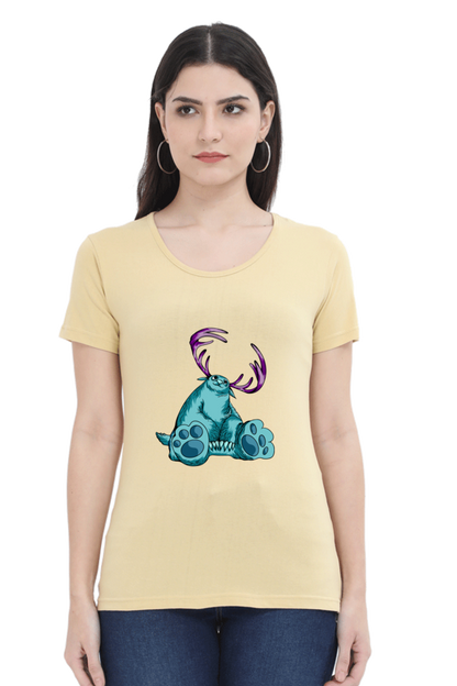Women’s Round Neck Printed Animal's & Monster's T-Shirts -  huge monster