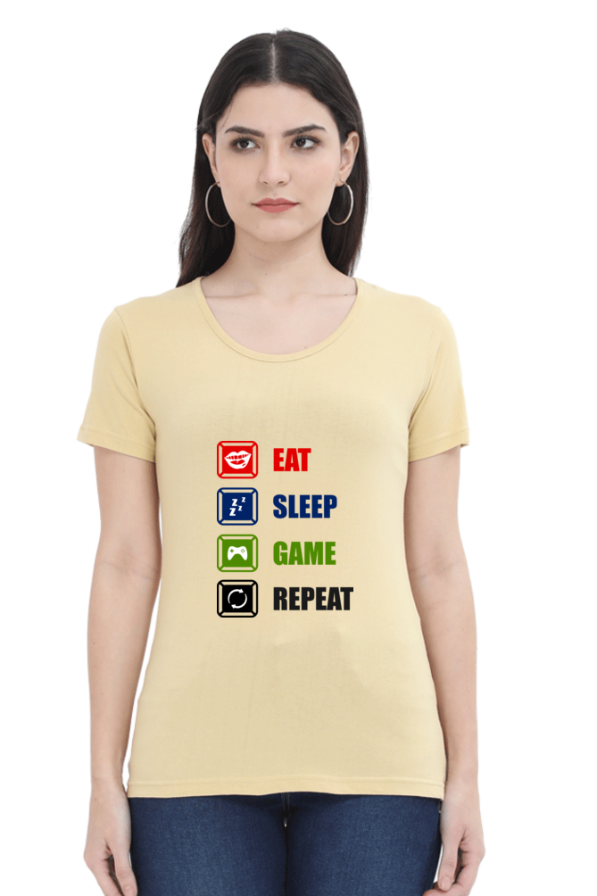 Women’s Round Neck Printed Gamer T-Shirts -  Repeat