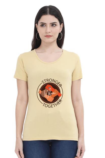 Women’s Round Neck Printed Motivational T-Shirts -  Stronger