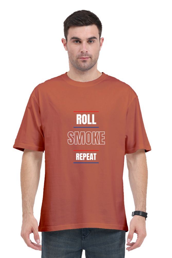 Round Neck Half-Sleeves - Roll Smoke Repeat T-Shirt