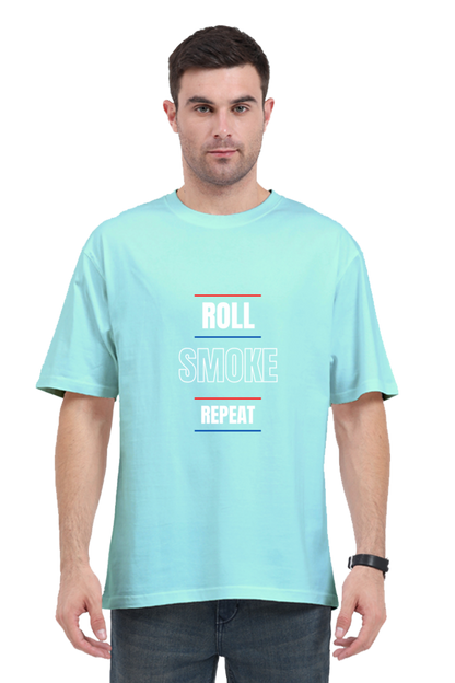 Round Neck Half-Sleeves - Roll Smoke Repeat T-Shirt