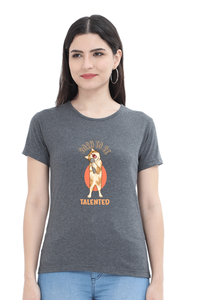 Women’s Round Neck Printed Funny & Queen SVG T-Shirts -  talented