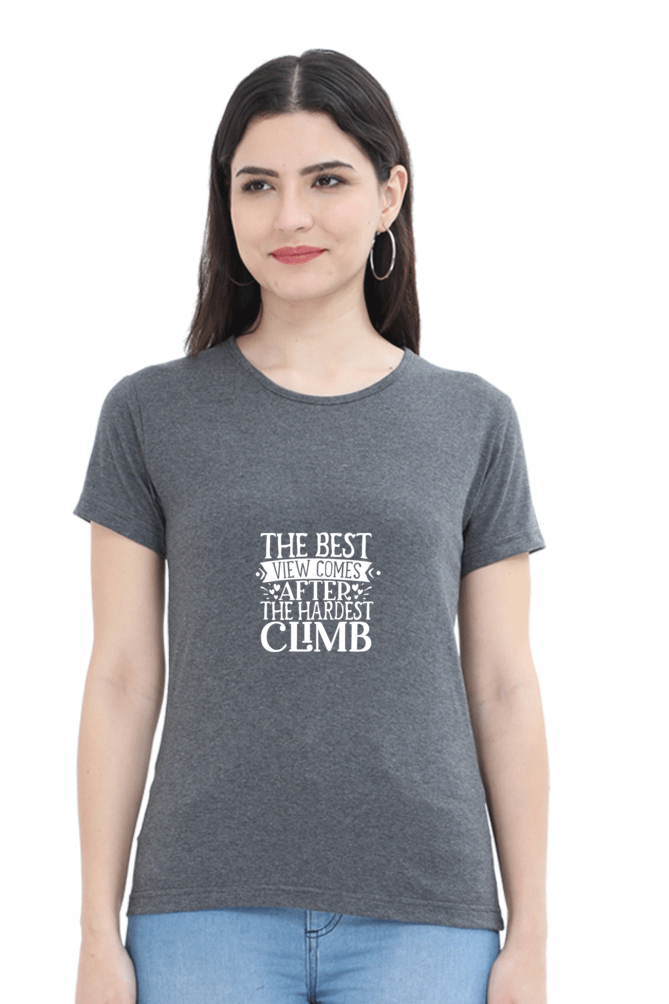 Women’s Round Neck Printed Motivational T-Shirts -  Climb