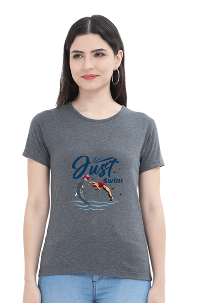 Women  Swimming Half Sleeve T-Shirt - Just Swim