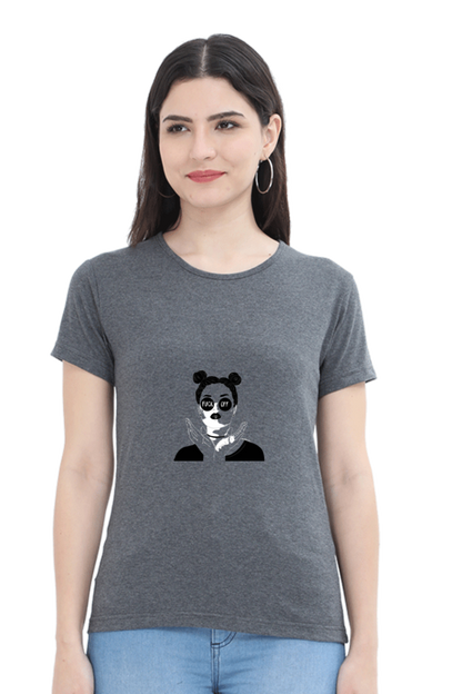 Women’s Round Neck Printed Minimalistic T-Shirts -  Fuck off