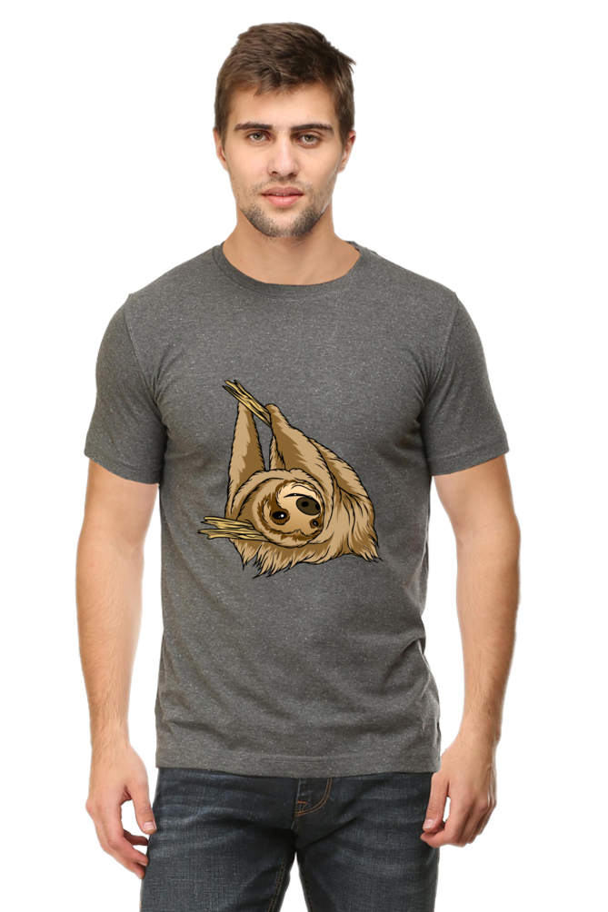 Men's Round Neck Sloth T-Shirt - say cheese