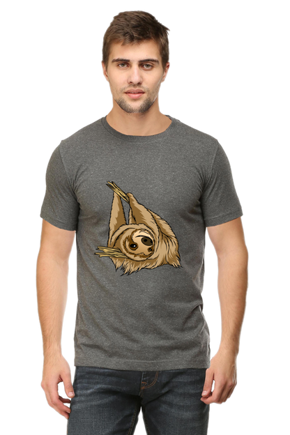 Men's Round Neck Sloth T-Shirt - say cheese