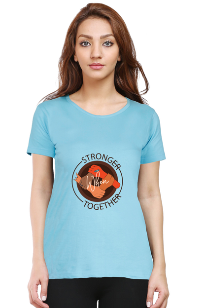 Women’s Round Neck Printed Motivational T-Shirts -  Stronger
