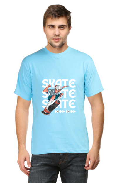 Skateboarding Unisex Cotton Round Neck T-shirt