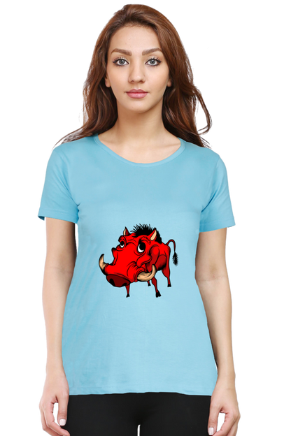 Women’s Round Neck Printed Animal's & Monster's T-Shirts -  monster rino