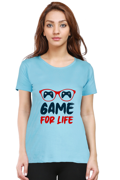 Women’s Round Neck Printed Gamer T-Shirts -  Life